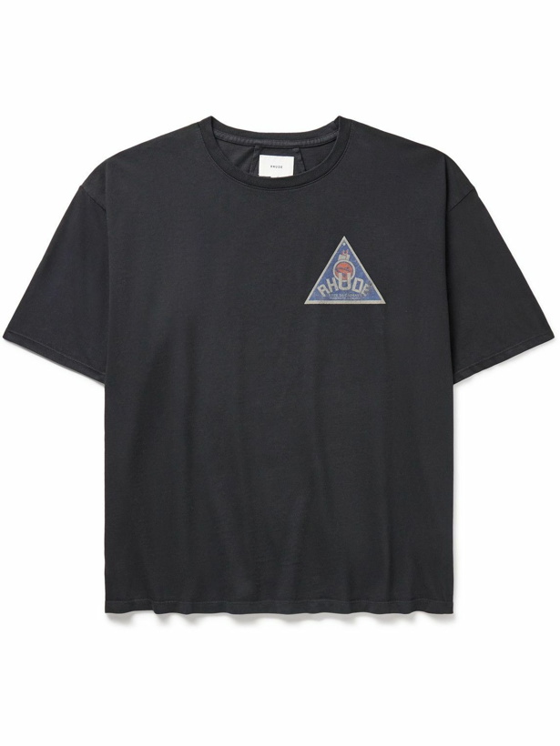 Photo: Rhude - Cadeaux Logo-Print Cotton-Jersey T-shirt - Black