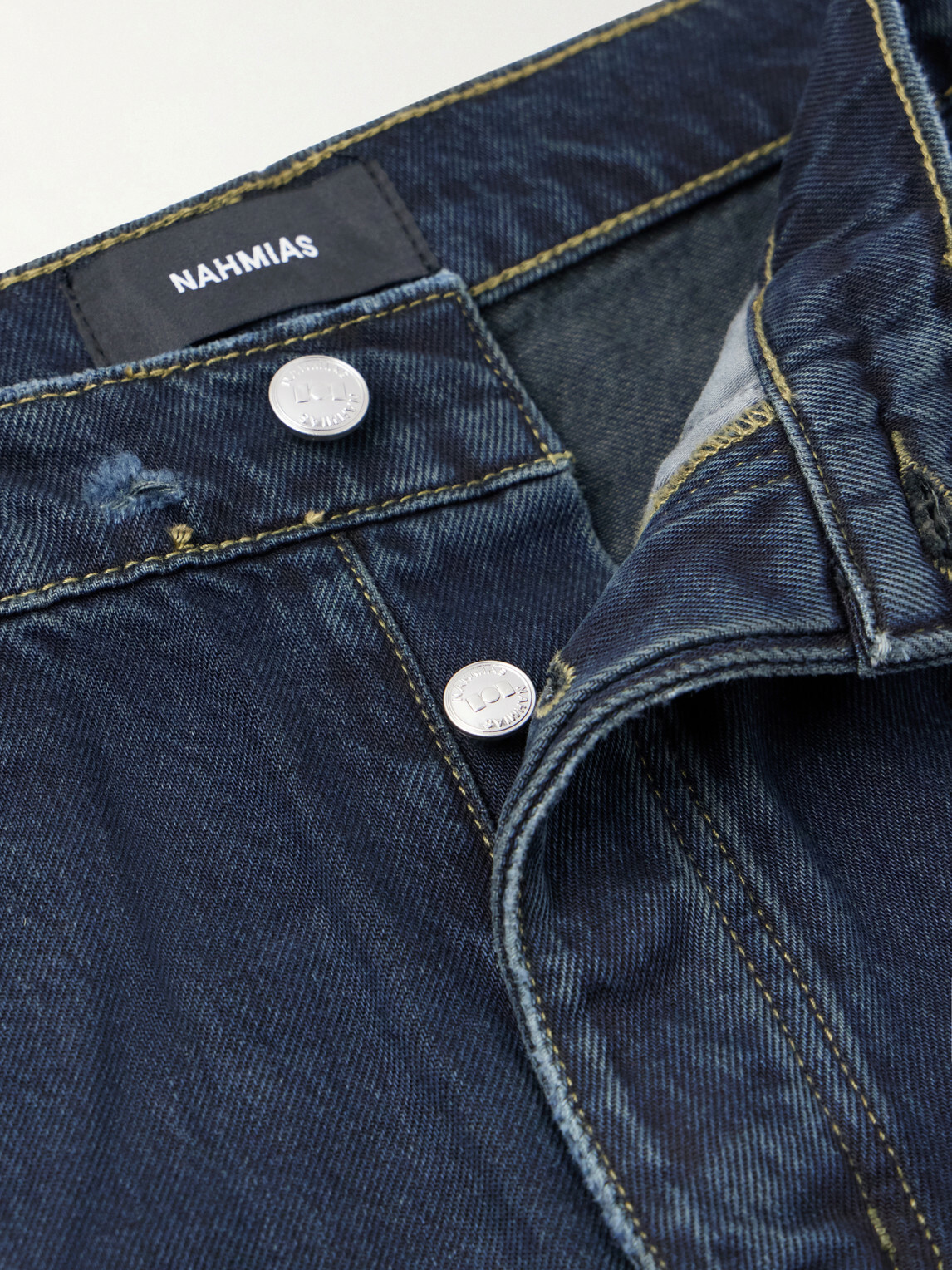NAHMIAS - Destroyed Wide-Leg Striped Jeans - Blue