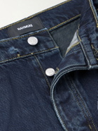 NAHMIAS - Destroyed Wide-Leg Striped Jeans - Blue