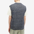 Norse Projects Men's Manfred Wool Cotton Rib Vest in Scoria Blue