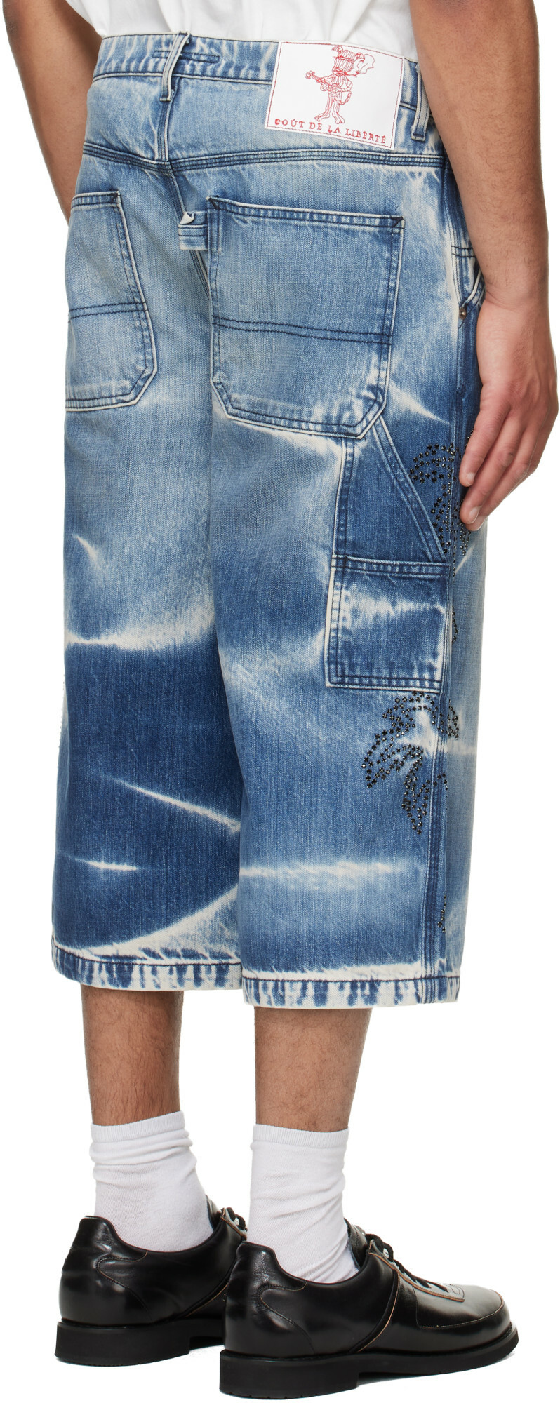 COÛT DE LA LIBERTÉ Blue Grayson Cripsy Denim Palm Devils Painter Shorts