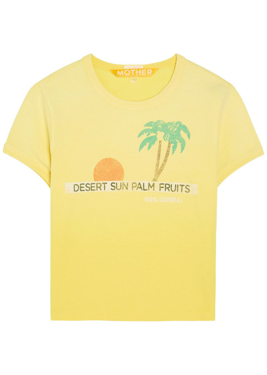 Mother The Itty Bitty Ringer Printed Cotton T-shirt Yellow