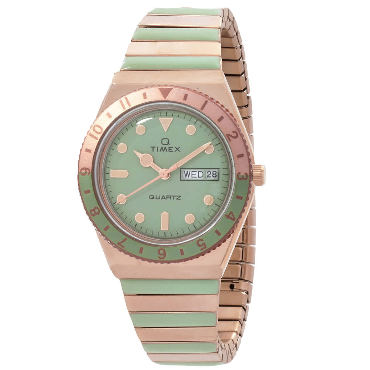 Timex Q Timex Malibu Quartz Green Dial Ladies Watch TW2V38700VQ Timex