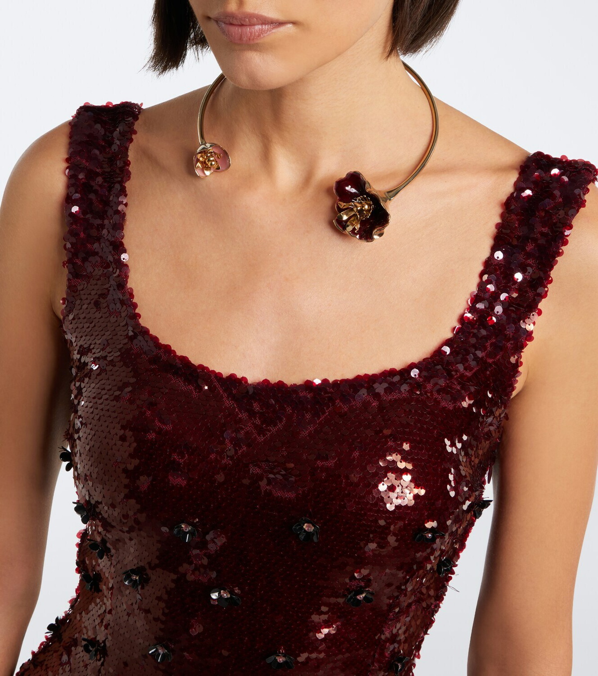Là Fuori Embellished floral minidress