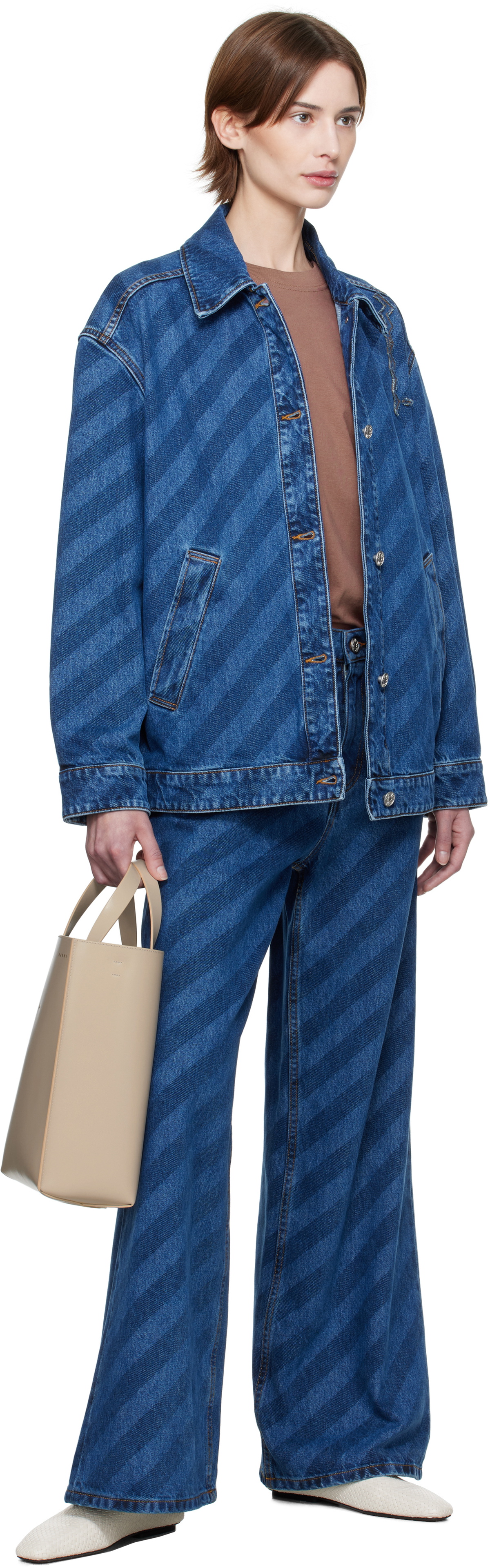 Marni Blue Striped Denim Jacket