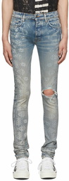 AMIRI Blue Bleach Bandana Jeans