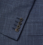 Thom Sweeney - Blue Slim-Fit Checked Wool, Silk and Linen-Blend Suit Jacket - Blue