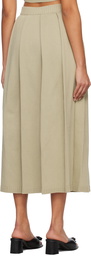 AURALEE Beige Pleated Midi Skirt