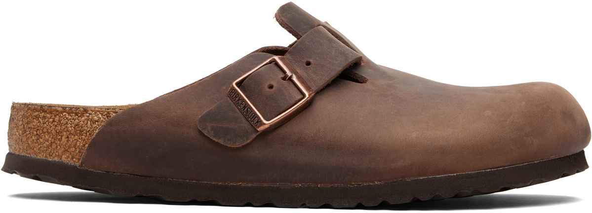Birkenstock Brown Regular Boston Soft Footbed Oiled Leather Loafers
