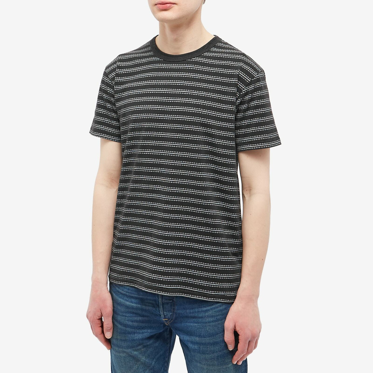 RRL Men's Stripe T-Shirt in Black Multi RRL