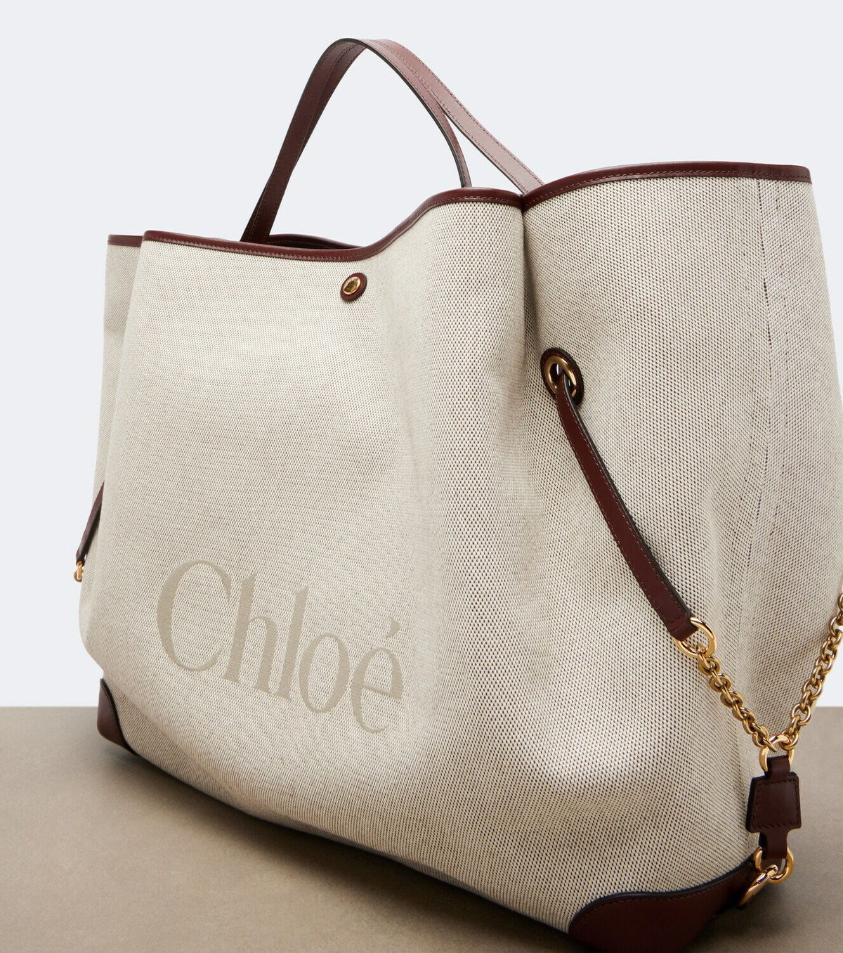 Chloé Chloé Clover leather-trimmed canvas tote bag