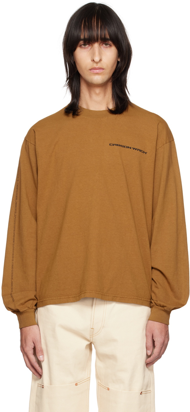 CARSON WACH Brown Printed Long Sleeve T-Shirt