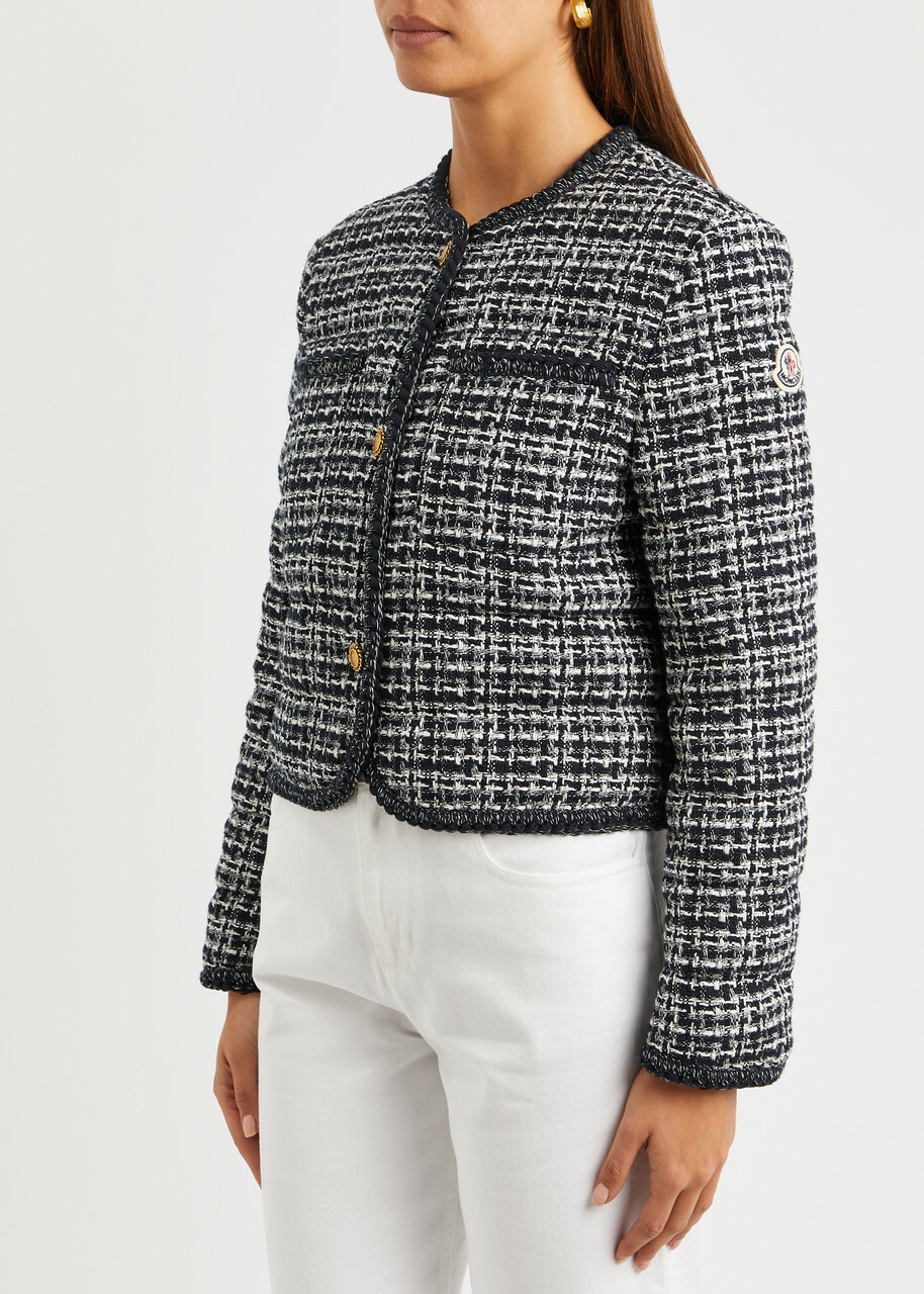 Moncler Eliadi Quilted Bouclé Tweed Jacket Black Moncler