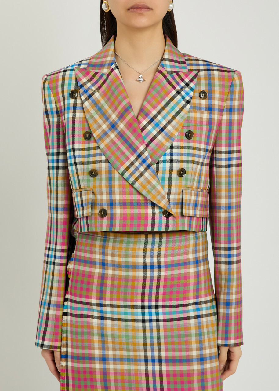 Vivienne Westwood Checked Cropped Wool Jacket Multicoloured 1