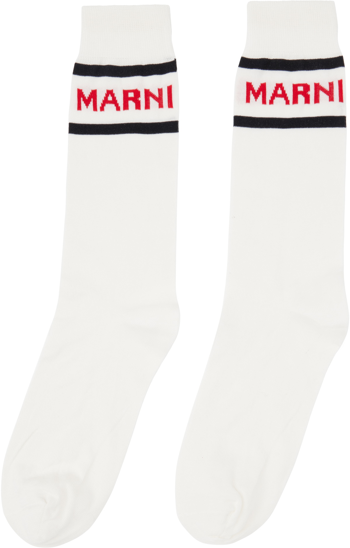 Marni White Logo Cuffs Socks