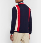 Gucci - Logo-Appliquéd Striped Wool Zip-Up Sweater - Blue