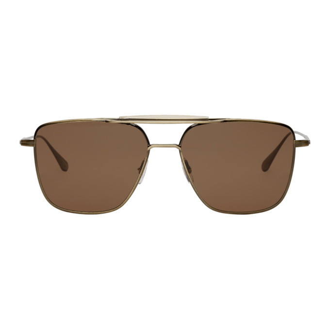 Photo: Garrett Leight Gold and Brown Convoy 56 Sunglasses