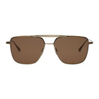 Garrett Leight Gold and Brown Convoy 56 Sunglasses