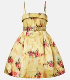 Ganni Pleated printed satin minidress