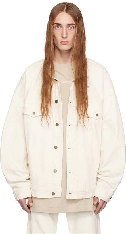Photo: Fear of God ESSENTIALS Off-White Patch Denim Jacket