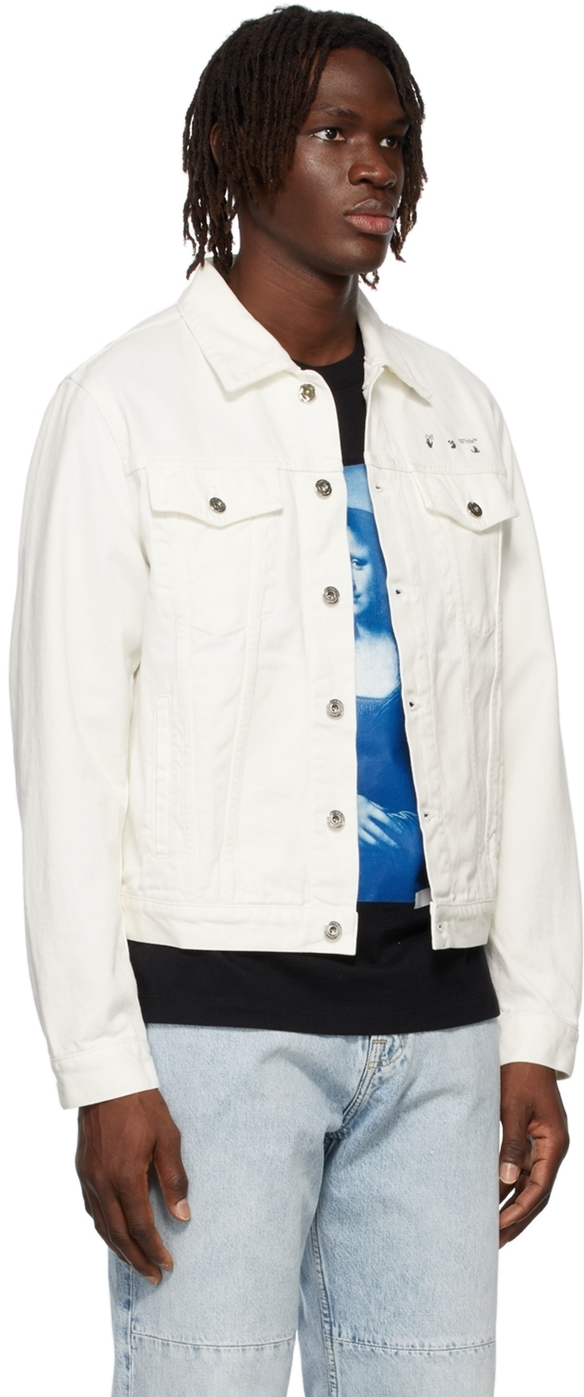 Off-White White Slim Caravaggio Arrows Denim Jacket Off-White