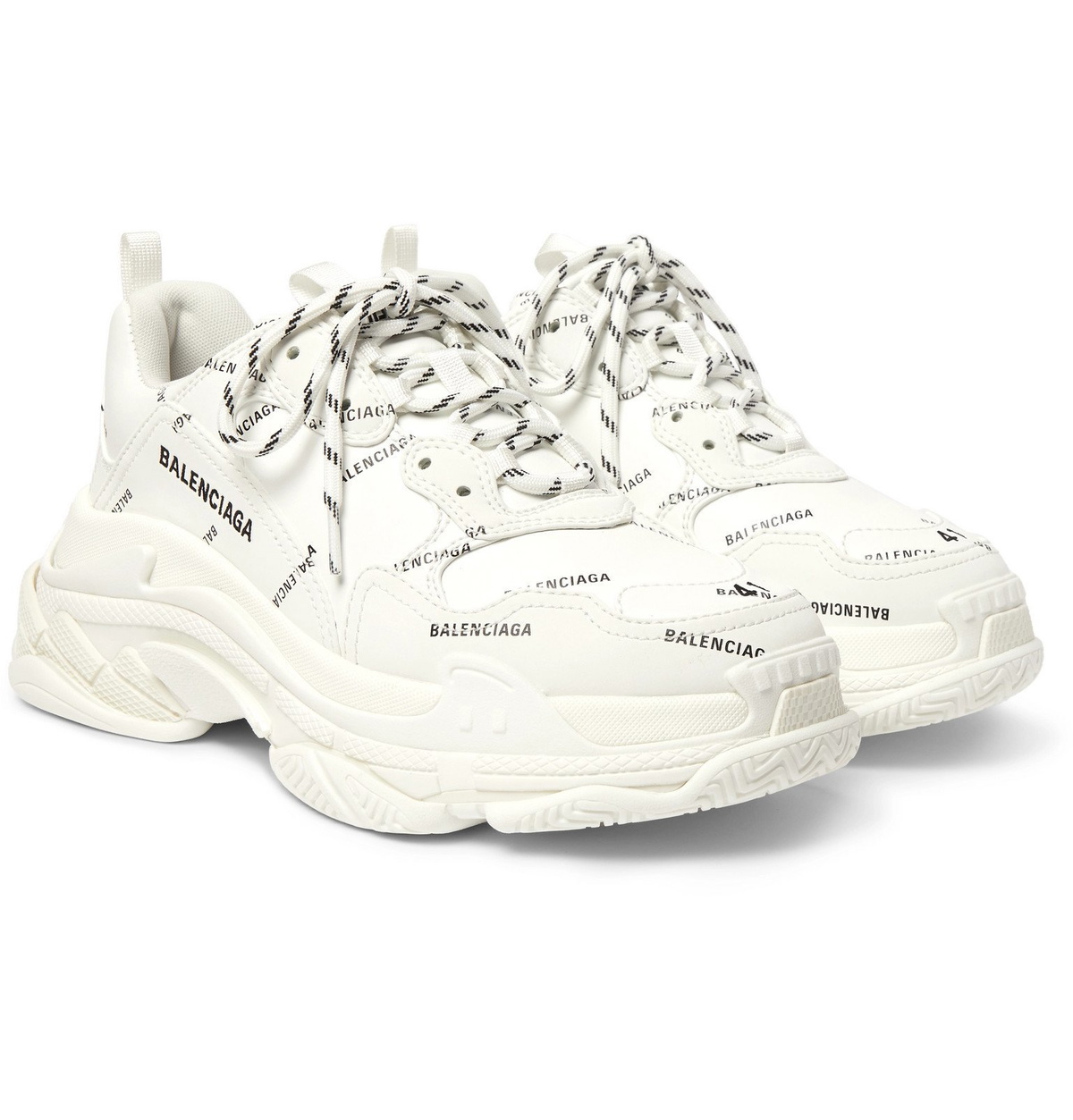 BALENCIAGA Triple S logo-embroidered faux leather, faux nubuck and mesh  sneakers