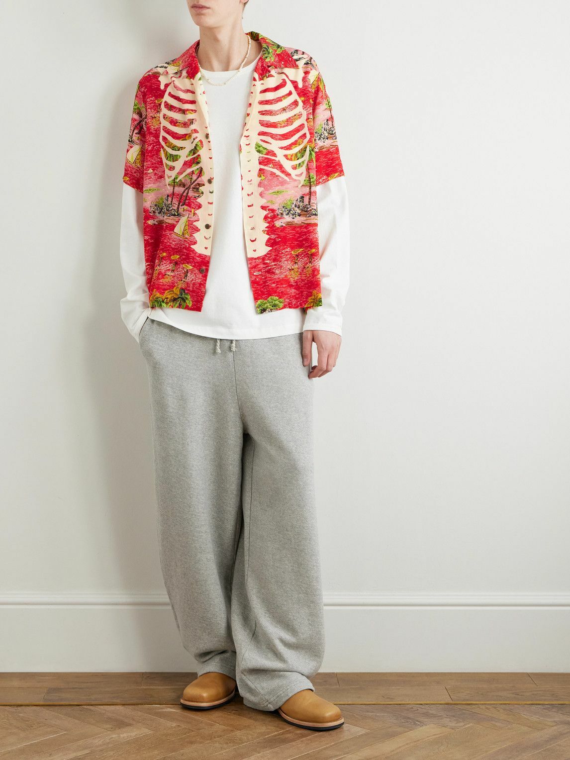KAPITAL - Aloha Convertible-Collar Printed Woven Shirt - Red KAPITAL