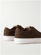 Moncler - Monclub Embroidered Suede Sneakers - Brown
