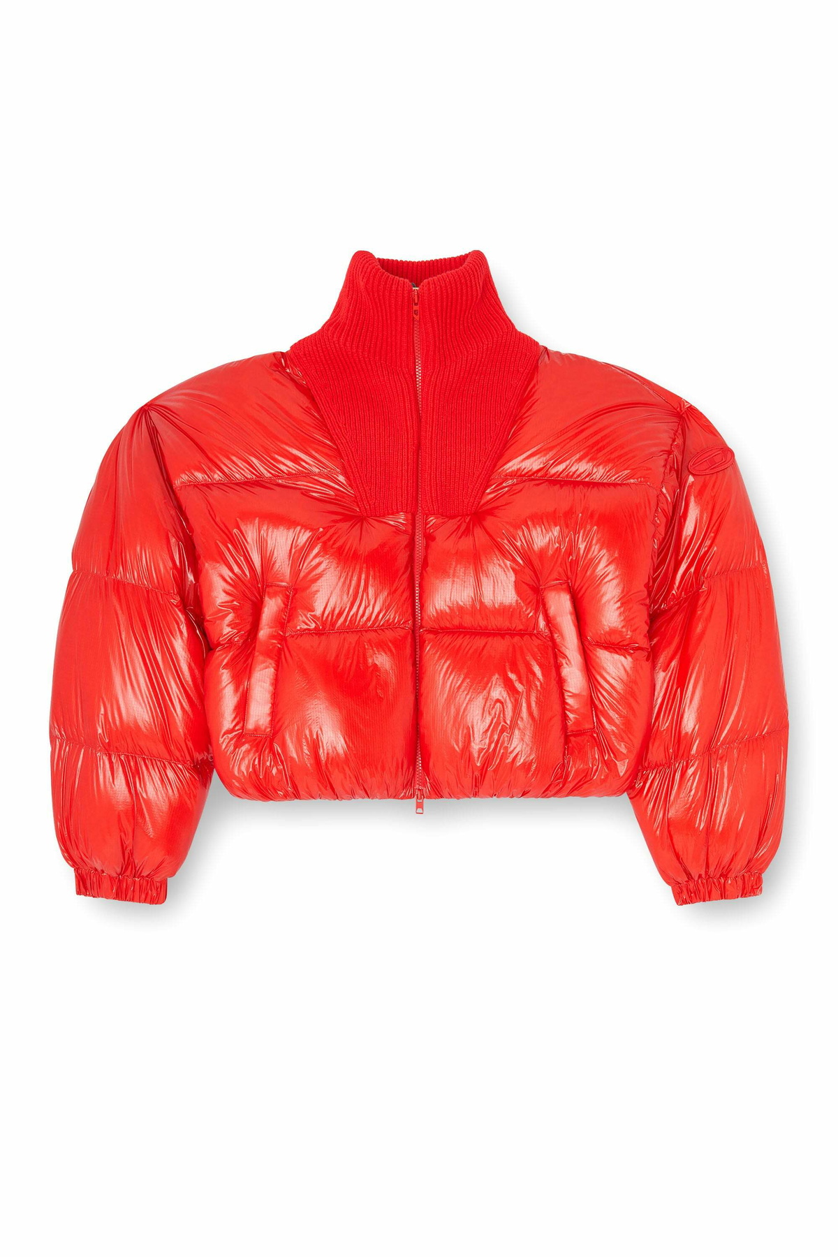 Diesel Down puffer jacket in ripstop with knitted collar - Winter Jackets Womens in Red