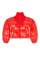 Diesel Down puffer jacket in ripstop with knitted collar - Winter Jackets Womens in Red