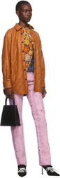 MSGM Tan Quilted Faux-Leather Jacket