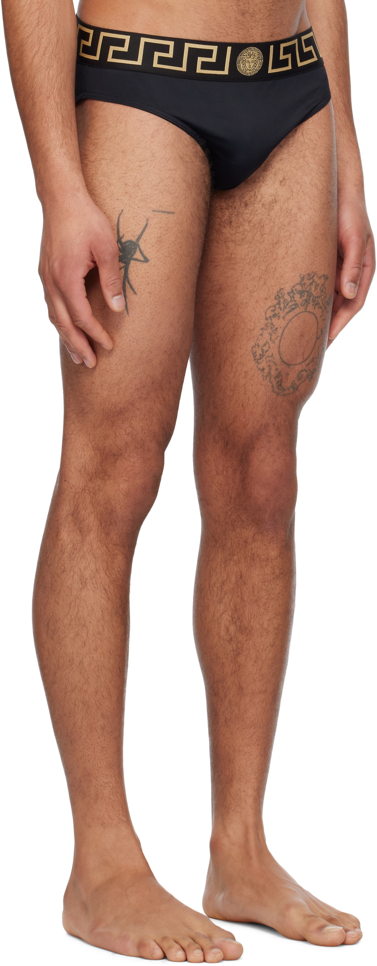 Versace Underwear Black Greca Border Swim Briefs