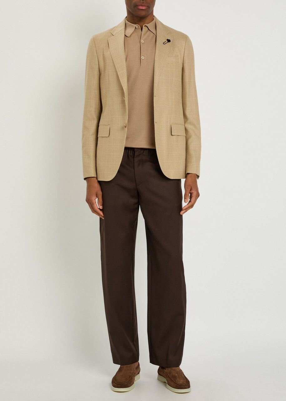 John Smedley Macloud Merino Wool Polo Shirt Beige