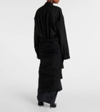 Balenciaga Gathered tie-front cotton shirt dress