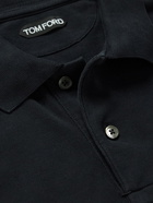 TOM FORD - Cotton-Piqué Polo Shirt - Blue