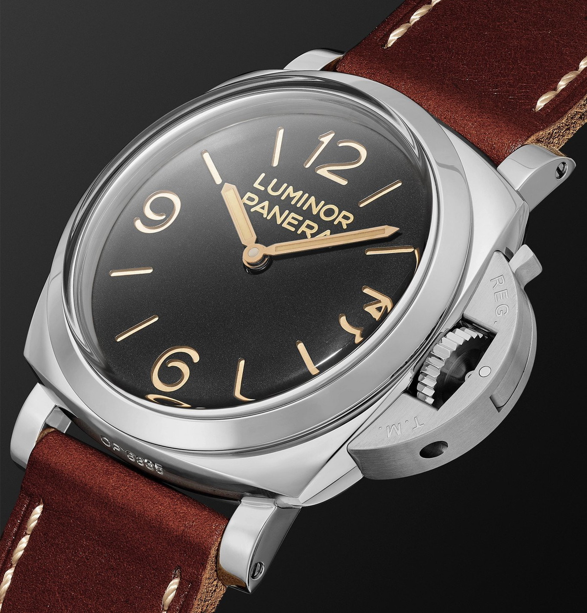 Panerai - Luminor 1950 Hand-Wound 47mm Stainless Steel and Leather Watch, Ref. No. PAM00372 - Black