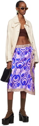 Dries Van Noten Blue & Purple Draped Midi Skirt