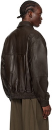 Studio Nicholson Brown Piston Leather Jacket
