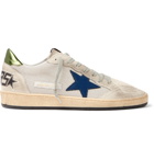 Golden Goose - Ball Star Distressed Suede, Mesh and Leather Sneakers - Silver