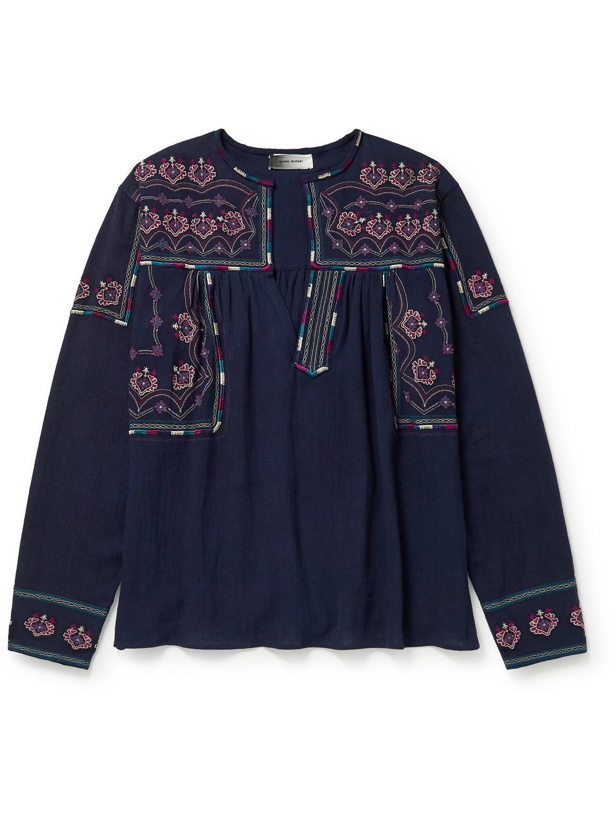 Photo: Isabel Marant - Embroidered Cotton Shirt - Blue
