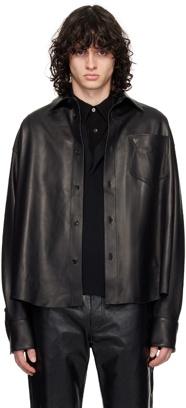 Photo: AMI Paris Black Embossed Leather Jacket