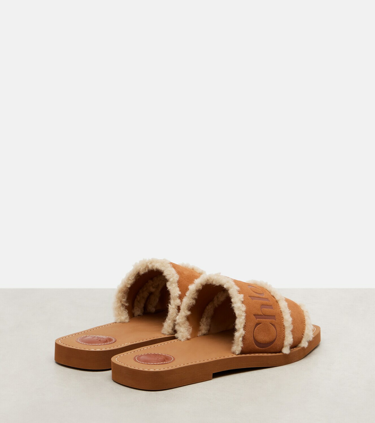 Chloé Woody logo suede slides