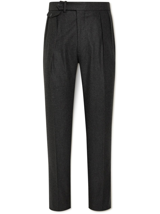 Photo: Ralph Lauren Purple label - Tapered Pleated Wool-Flannel Trousers - Unknown