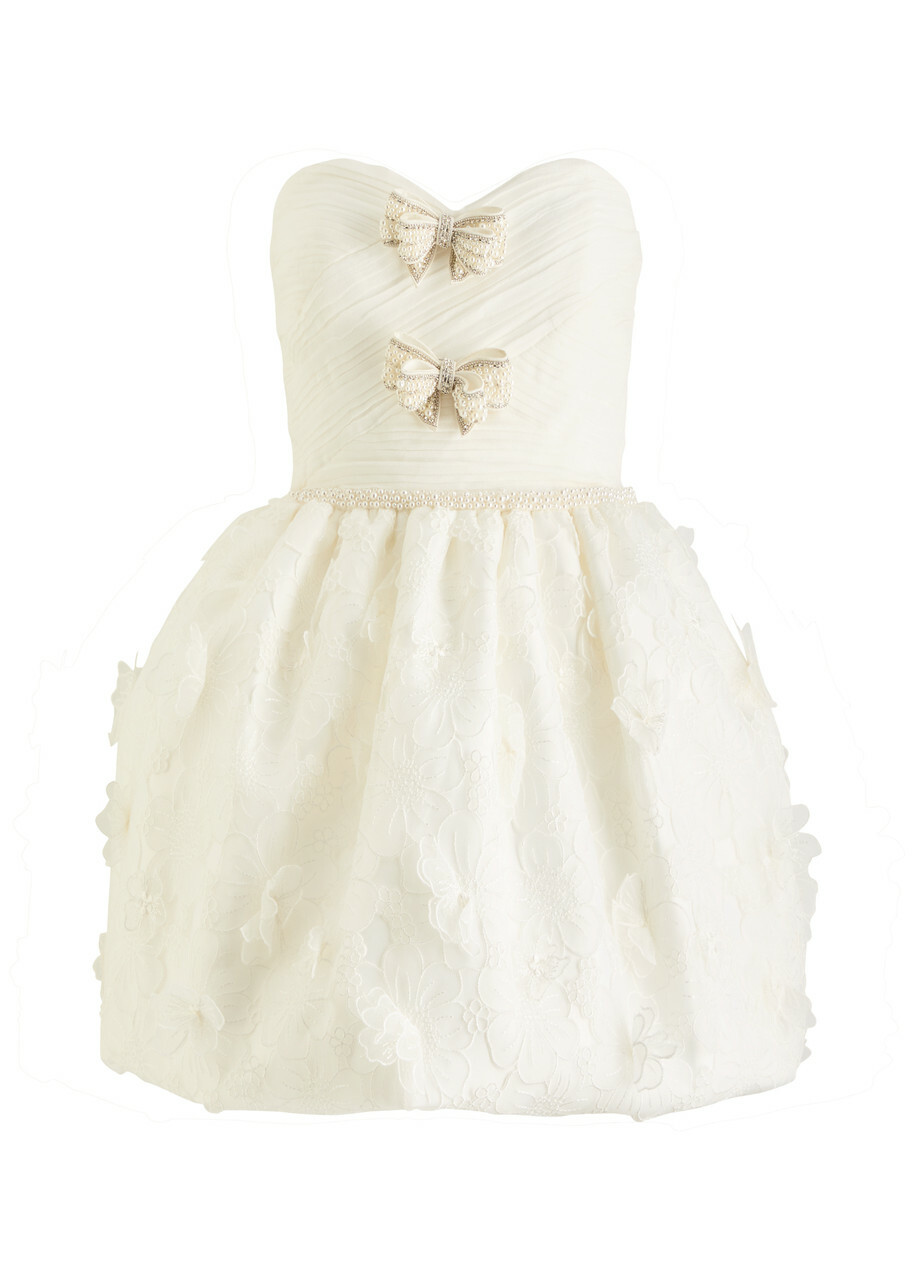 Self-portrait Embellished Organza Mini Dress White Self-Portrait