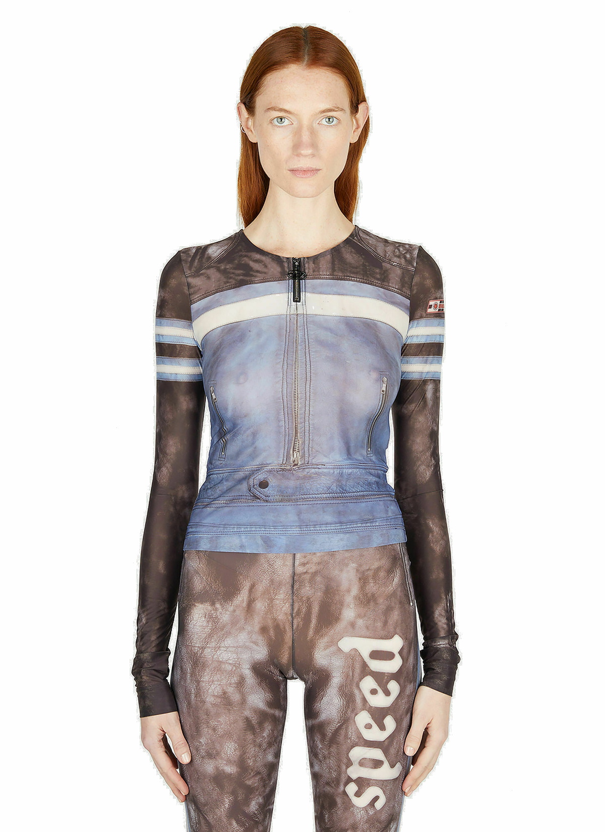 【関税込み】Diesel ブルー T-Clauzi-H2 長袖トップス Diesel - T-Clauzi Zip Front Top in Blue Diesel