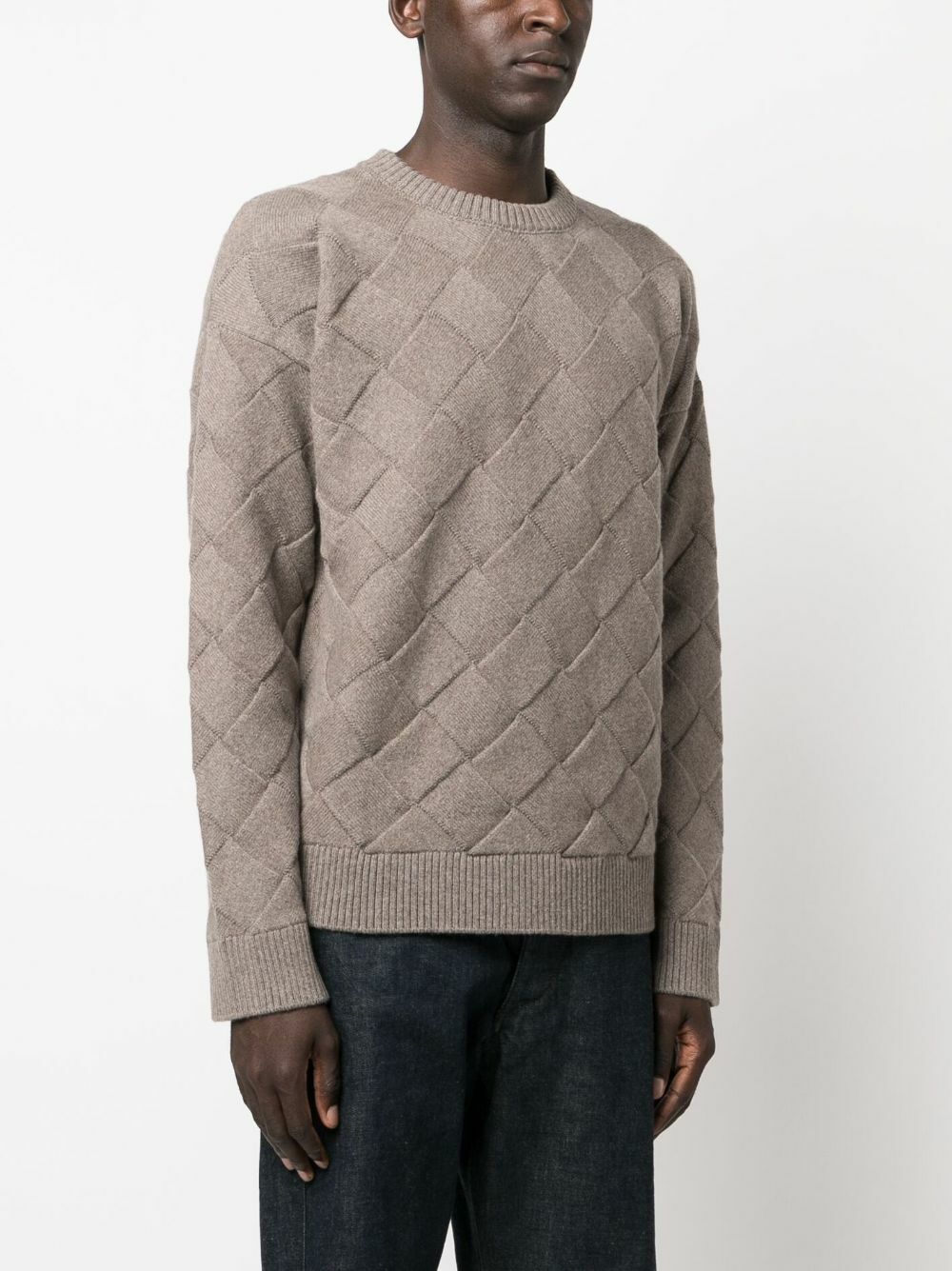 Bottega Veneta Brown Intrecciato Wool Sweater Bottega Veneta