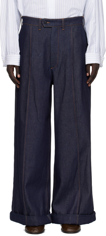 Photo: Hed Mayner Navy Wide Jeans