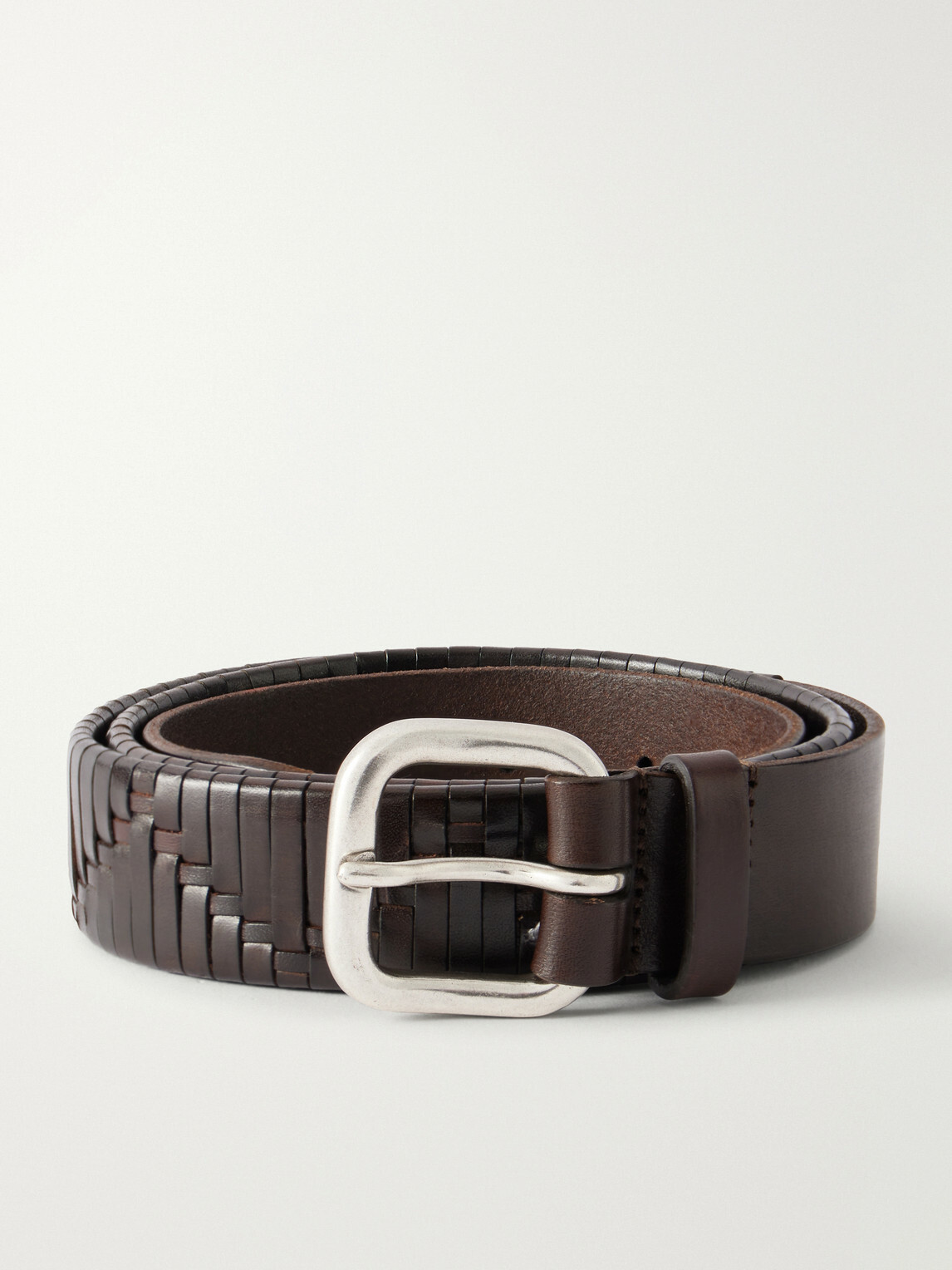 Anderson's - 3cm Woven Leather Belt - Brown