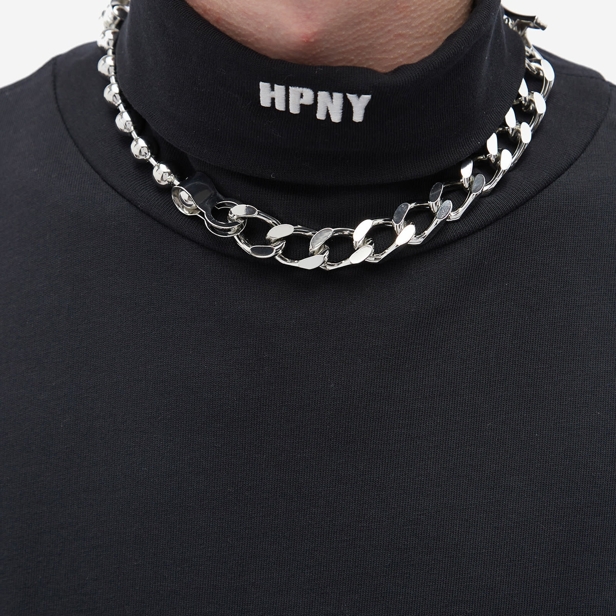 Heron Preston Men's Multichain Square Necklace in Silver/Orange
