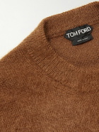 TOM FORD - Slim-Fit Brushed Wool, Silk and Mohair-Blend Sweater - Brown